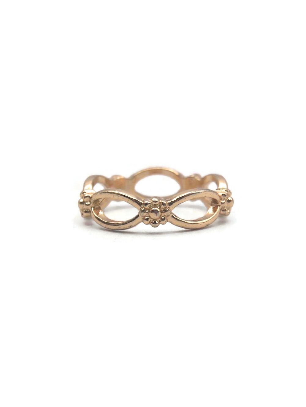 Vintage Gold Tone Open Work Floral Ring Band, US Size 7 Floral Band.